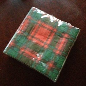 Tartan Plaid Red Green 30 Cocktail 3-ply Napkins NEW in package